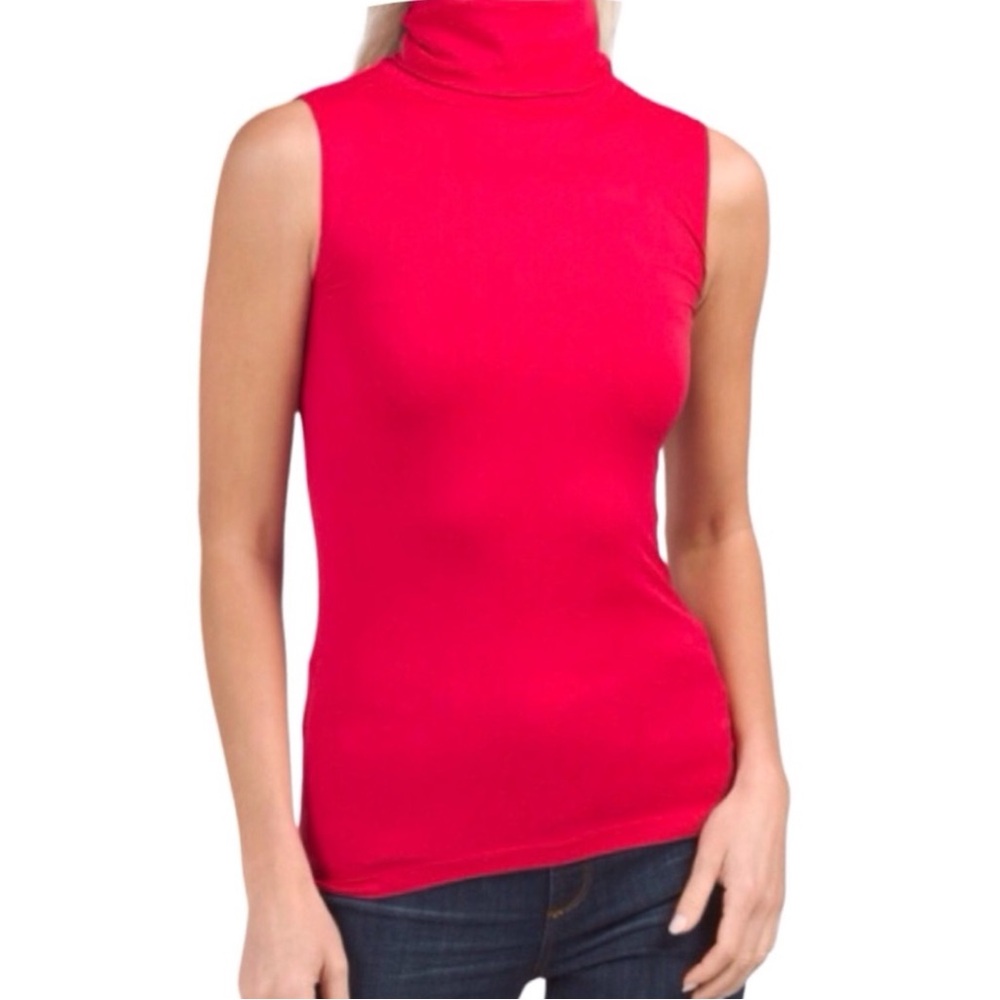 Metric Knit Sleeveless Turtleneck Red Top (NWT) (Size: Medium)